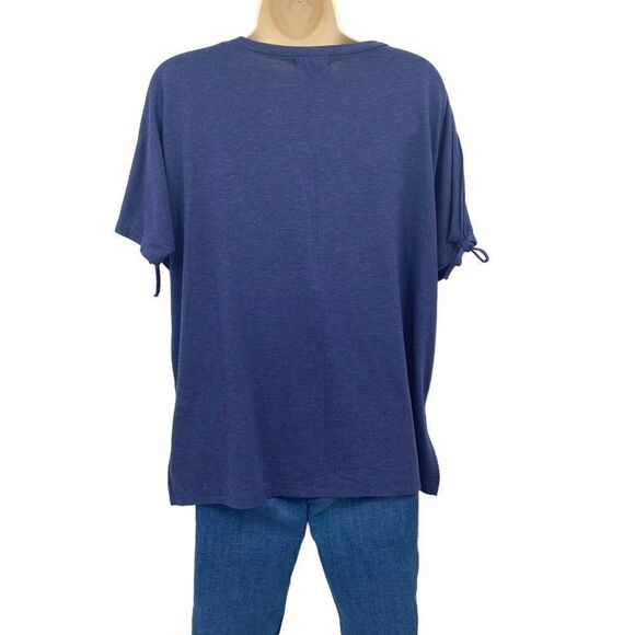 Thyme & Honey Navy V-Neck Tee with Split Sleeves Size M - Picture 4 of 8